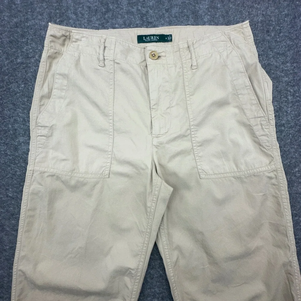 Lauren Ralph Lauren Khaki Tan Utility Crop Pants Straight Leg Size 6 - Picture 6 of 9